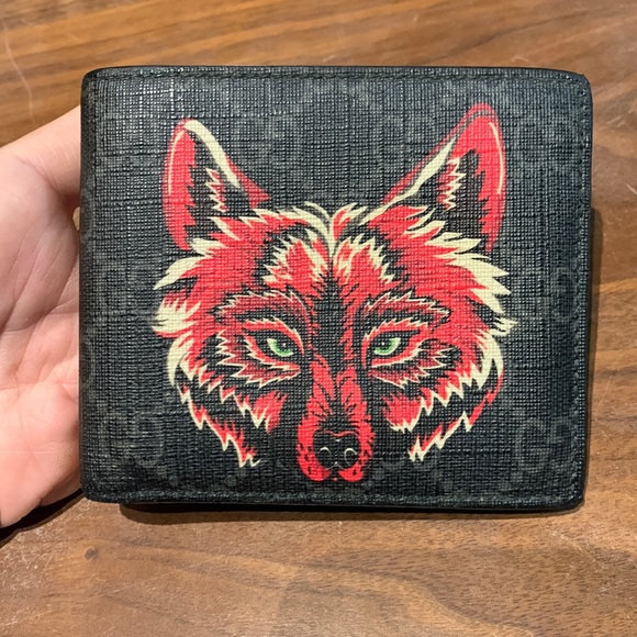 Gucci GG Supreme Wolf Bifold Small Wallet - Picture 1 of 13